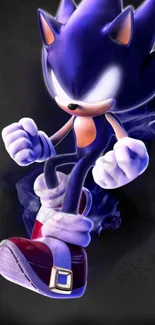 High-energy animated character with dark blue colors on a mobile wallpaper.