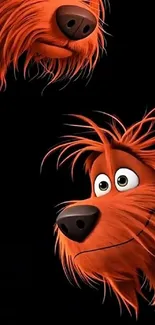 Animated dog with vibrant fur on a black background.
