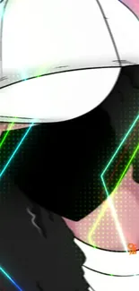 Anime abstract art wallpaper with neon light accents.