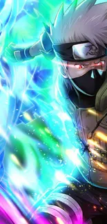 Vibrant anime action scene with colorful energy and dynamic characters.