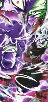 Anime character in dynamic action with swirling colors and energy.