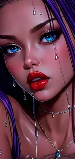 Vibrant anime character with purple hair