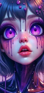 Anime character with large eyes and colorful surreal elements.