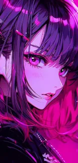 Anime character with vibrant pink neon hues and captivating design.