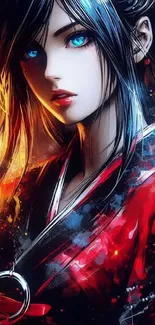 Colorful anime character with vibrant red hues.