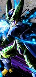 Animated green-armored character with blue energy.