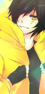 Anime character with yellow jacket in vibrant style.