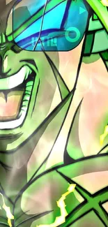 Vibrant anime character with neon green energy and dynamic expression.