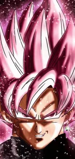 Vibrant anime character with pink hair and intense expression.