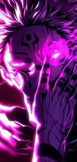 Anime character with vibrant purple glow