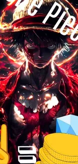 Anime character with fiery background