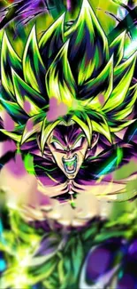 Vibrant anime character with electric green hair and dynamic energy.