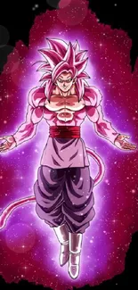 Anime character with pink aura glowing vibrantly.