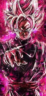 Anime character with vibrant pink aura and dynamic energy.