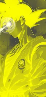 Anime character in vibrant yellow tones with illuminating effects.