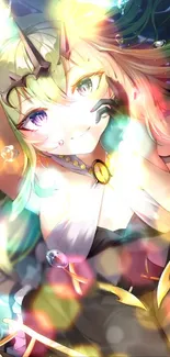 Colorful anime character with vibrant lights and energetic design.