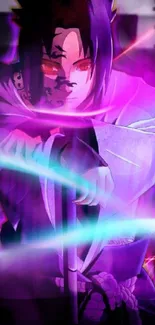 Vibrant anime character with purple aura.