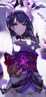 Vibrant anime character in purple hues.