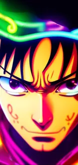 Vibrant anime character with neon colors.