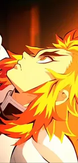 Dynamic anime character with vibrant orange hair in expressive scene.