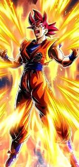 Anime character with fiery energy background.