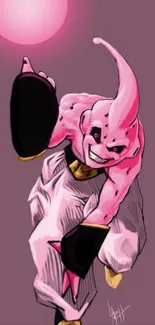 Dynamic anime character with vibrant pink hues.