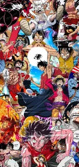 Vibrant anime collage with colorful characters and action scenes.