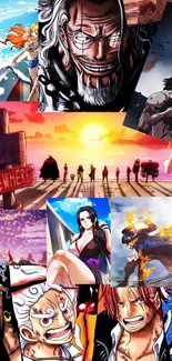 Vibrant anime collage wallpaper with colorful scenes and characters.