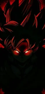 Striking anime character with fiery red aura on dark background.