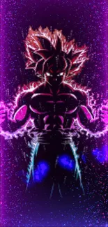 Powerful anime figure with vibrant energy aura on black background.