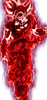 Anime character with red energy aura and dynamic pose for mobile wallpaper.