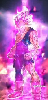 Anime character with intense magenta energy glow and vibrant aura.