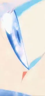 Close-up of a vibrant blue anime eye on a soft white background.