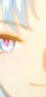 Close-up of a colorful anime character's eye, vibrant and artistic.