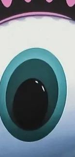 Close-up of a colorful anime eye design.