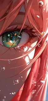 Colorful anime eye with vibrant pink tones and intricate details.