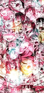 Collage of colorful anime faces wallpaper.