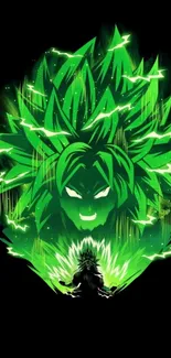 Anime wallpaper with vibrant green energy aura.