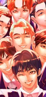 Anime characters in vibrant group portrait.