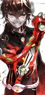 Anime hero in red and black with vibrant details.