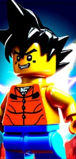 Lego anime character with vibrant glow.