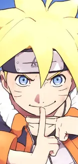 Bright Naruto anime character posing with a playful expression.