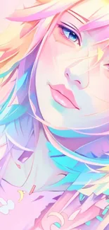 Anime-inspired pastel art wallpaper with vibrant colors.