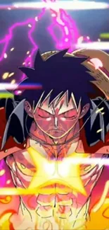 Dynamic anime character with intense energy and vibrant colors.