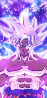 Anime character with vibrant purple energy aura.