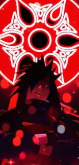 Anime character with a glowing red circular pattern in background.