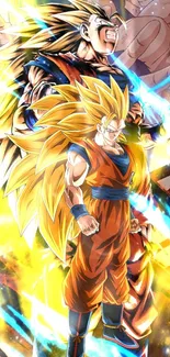 Vibrant anime wallpaper of a powerful Super Saiyan character.