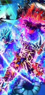 Colorful anime showdown wallpaper with vibrant characters in action.