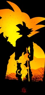 Anime character silhouette in bold orange tones, against a contrasting background.