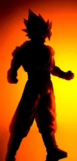 Silhouette of anime character on orange gradient background.